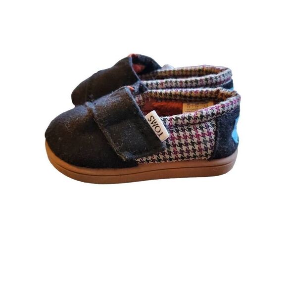 Toms Toddler Classic Herringbone Faux Fur Lined Shoes Size 4‎ - Picture 1 of 7